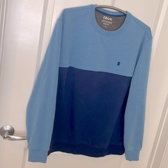 IZOD | Men’s Navy & Baby Blue Crewneck Pullover Stretch Sweatshirt Size Large - Picture 6 of 7